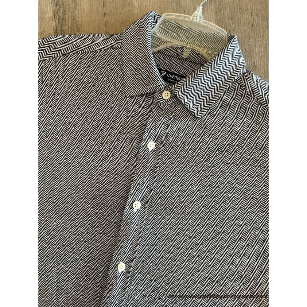 Daniel Cremieux Men Long Sleeve Soft Polo Style Black/White Shirt (XXL)--New!!